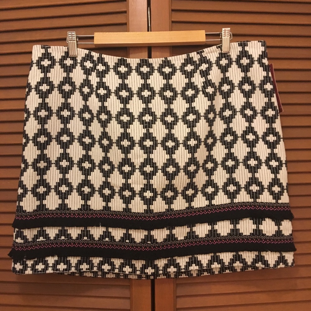 Merona Black and White fringe skirt 18 NWT - Picture 2 of 8